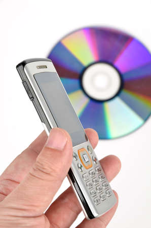 DVD and mobile phoneの写真素材