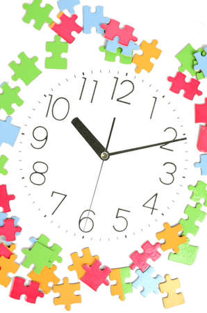 Puzzle and clock faceの写真素材