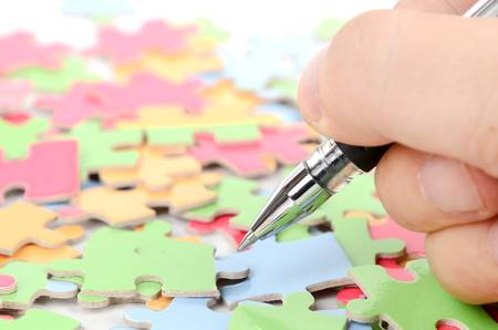 Pen and puzzleの写真素材