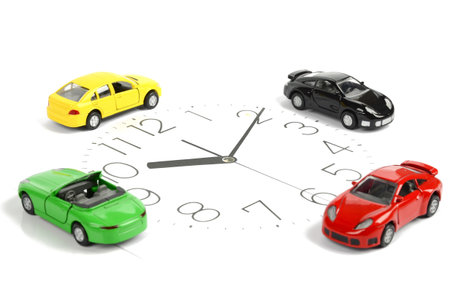Toy car and clockface