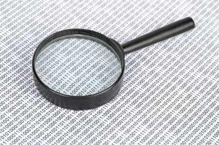 Binary code and magnifier