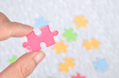 Puzzle and binary codeの写真素材