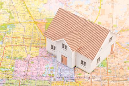 Model house on mapの写真素材