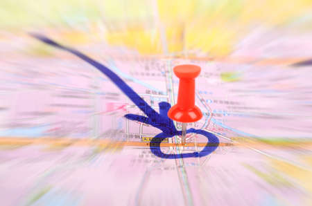 Push pin on mapの写真素材