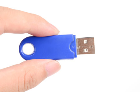 USB flash disk in handの写真素材