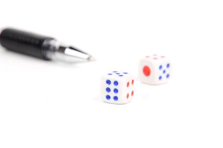 Pen and dicesの写真素材