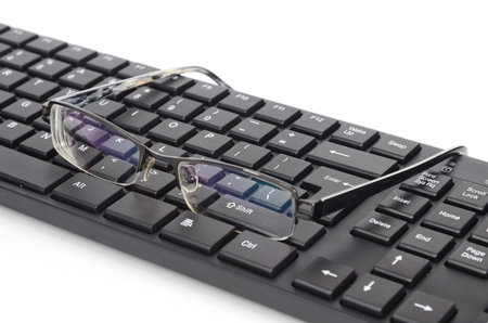 Computer keyboard and eye glasses