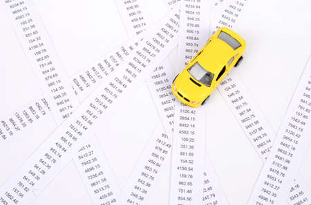 Receipts and toy carの写真素材