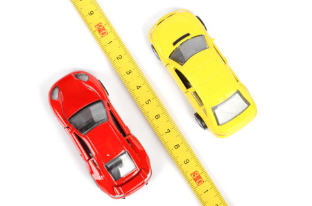 Toy car and steel tape