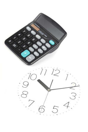 Calculator on clock faceの写真素材