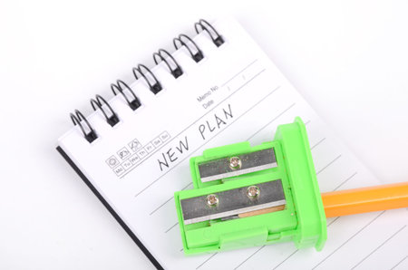 Pencil,sharpener and notepad