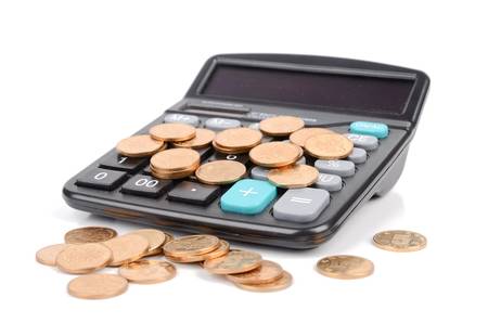 Calculator and coinsの写真素材