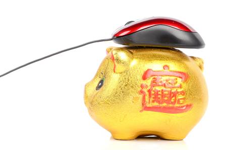 Piggy bank and mouseのeditorial素材