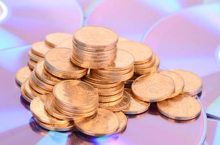 DVD and coinsの写真素材