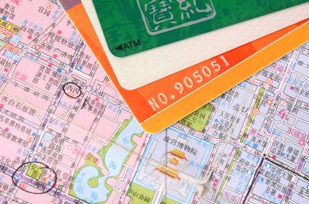 Credit card on mapのeditorial素材