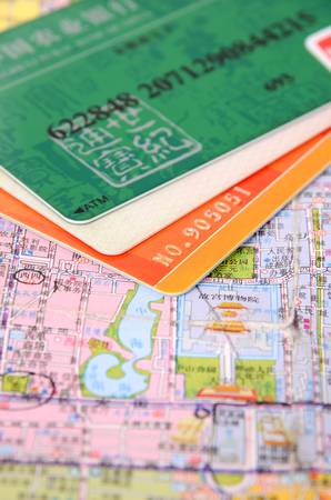 Credit card on mapのeditorial素材