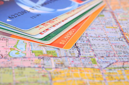 Credit card on mapのeditorial素材