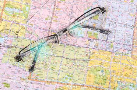 Map and glassesのeditorial素材
