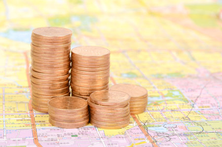 Coins and map