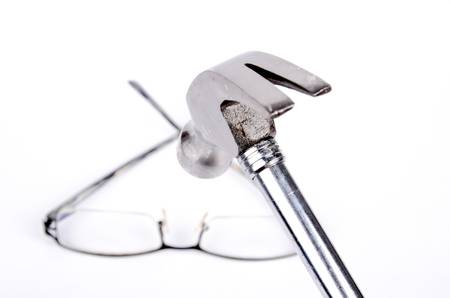 Hammer and glassesの写真素材