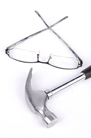 Hammer and glassesの写真素材