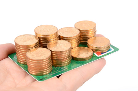 Credit card and coins