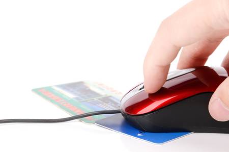 Computer mouse and credit cardの写真素材