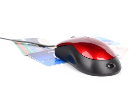 Computer mouse and credit cardの写真素材