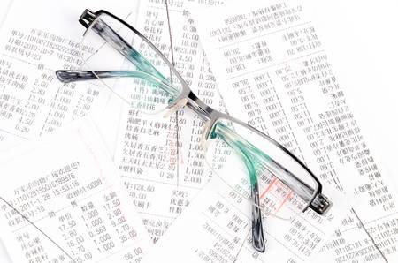 Glasses and receiptのeditorial素材