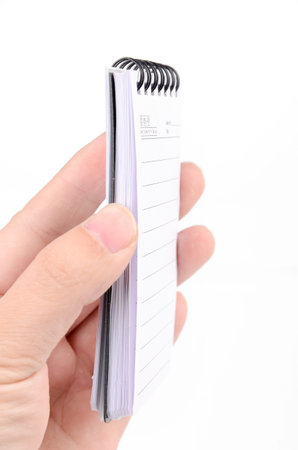Notepad in hand