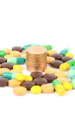 Medicine and coinsの写真素材
