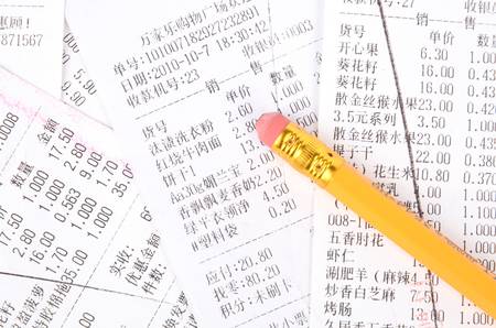 Pencil and receiptのeditorial素材