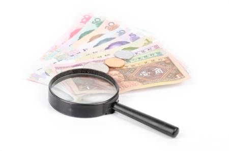 Magnifier and chinese currencyの写真素材