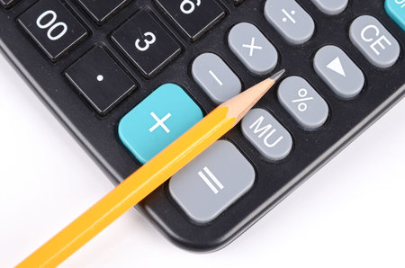 Calculator and pencilの写真素材