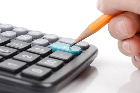 Calculator and pencilの写真素材