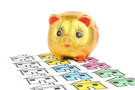 Piggy bank and houseの写真素材