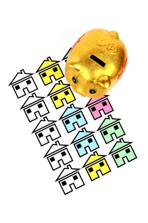 Piggy bank and houseの写真素材