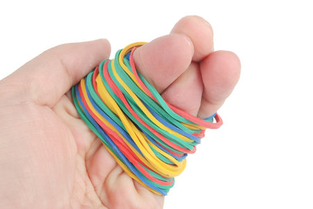 Rubber band and hand