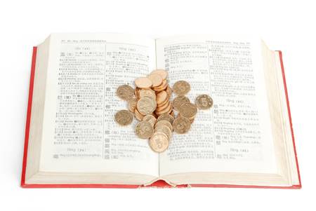 Dictionary and coinのeditorial素材