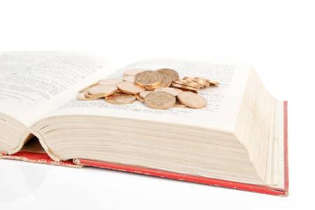 Dictionary and coinの写真素材