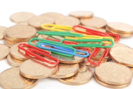 Coins and stationeryの写真素材