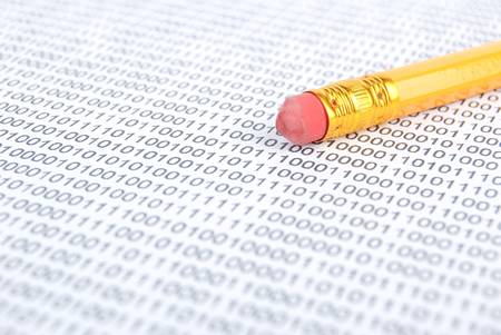 Pencil and binary codeの写真素材