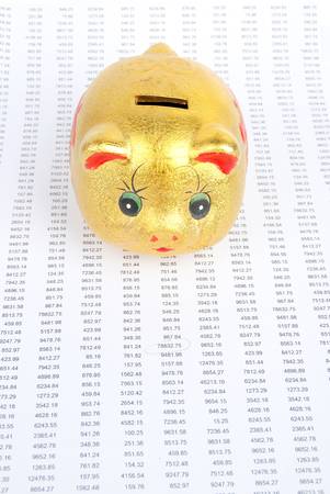 Financial data and piggy bankの写真素材