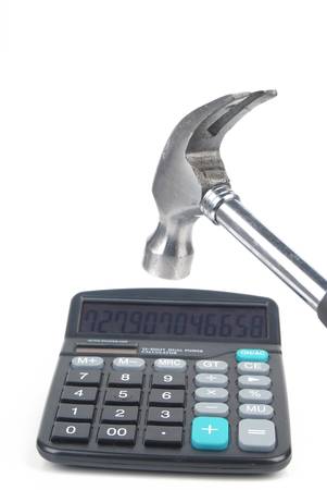 Hammer and calculatorの写真素材
