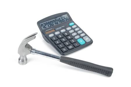 Hammer and calculatorの写真素材