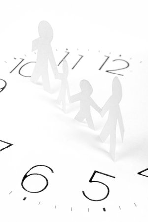 Paper man and clock face