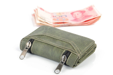 Chinese currency and walletの写真素材