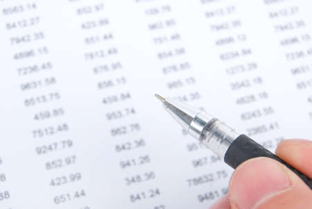 Financial data and penの写真素材