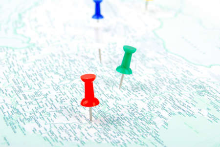 Push pin and mapの写真素材