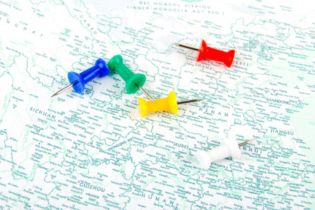 Push pin and map